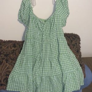Shein gingham green and white country dress